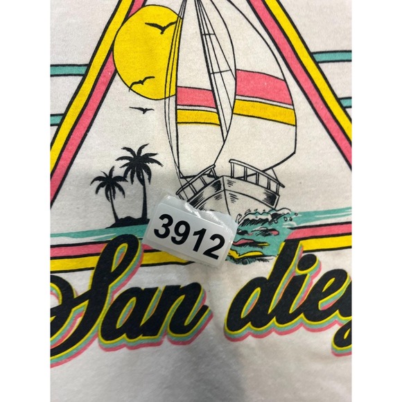 Vintage 90s San Diego Sailing Tee T Shirt Large‎ Single Stitch USA Made White - Picture 5 of 5